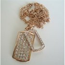 HH093  Copper Double Dog Tag Hip Hop Necklace Ice Shimmering w/ CZ 28 Inches