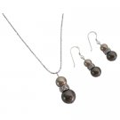 NSC804  Wholesale Jewelry Bronze & Brown Pearls Necklace & Earrings Set