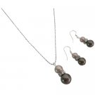 NSC805  Champagne & Brown Pearls Enticing Necklace & Earrings Set