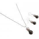 NSC807  Ivory & Brown Pearls Necklace & Earrings Set