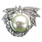 B607  Cute Round Brooch With Pearls At Center Purse Brooch