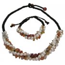 NS1073  Fall Color Carnelian Nuggets Freshwater Pearls Unique Design Jewelry