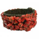 TB1000  Inexpensive Smart looking Cotton Rope Red Coral Wire Cuff