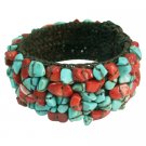 TB1004  Fun Wear Elegant stylish Gift Cuff Bracelet Turquoise And Coral Nuggets