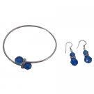 TB1030  Rich Look Sapphire Crystals Sterling Silver Earrings Set