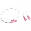 TB1032  Swarovski Rose Bridal Statement Bracelet Earrings