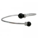 TB1040  Prom Birthday Party Genuine Swarovski Black Pearls Silver Cuff Bracelet