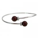 TB1041  Inspired Design Wine Color Pearls Silver Cuff Bracelet Superb Price