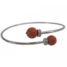 TB1042  Orange Coral Cuff Bracelet Fall Christmas Jewelry