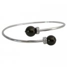 TB1044  Deep Chocolate Brown Pearls Cuff Bracelet