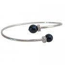 TB1045  Fashion Cuff Bracelet Dark purple Swarovski Pearls & Silver Wire