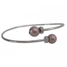 TB1046  Anniversary Gift Powder Rose Color Pearls Silver Cuff Bracelet