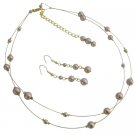 BRD1108  Party Wear Elegant Sophisticate Champagne Pearls Bridal Jewelry Set