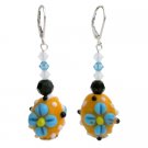 ERC787  Fashionable Beautiful Lampwork Beads And Genuine Swarovski Crystals Dangling Earrings
