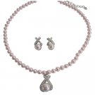 BRD1040  Fashion Jewelry Offer Genuine Pink Swarovski Pearls Necklace Set