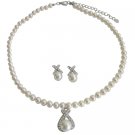 BRD1041  Designer Sophisticated Bridal Ivory Pendant Earrings Set