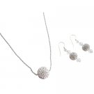 BRD1105  Silver 12mm Swarovski Rhinestone Pave Ball Beads Wedding Jewelry Set