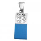 SPEN039  Dainty Sterling Silver Pendant With Attention Blue Turquoise Pendant