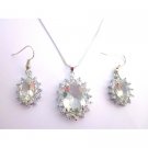 NS1143  Affordable Meaningful Gift Clear Stone Oval Pendant Earrings Set With Gift Box