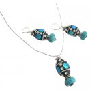 NS1099  Jewelry For Christmas Holiday Kashmiri Lac Bead Pendant Earrings Set