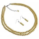 NS1118  Gift For Mother Wife Girl Friend Wedding Favors Yellow Pearls Jewelry Set