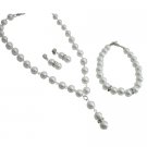 NS1096  Bridesmaids Necklace Earrings Set Maid Of Honor White Complete Jewelry