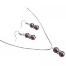 NS1134  Pageant Prom Burgundy Pearls Jewelry Necklace Earrings Set