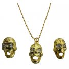 Inexpensive Classic Gold Skull Pendant Earrings Halloween Chic Gift