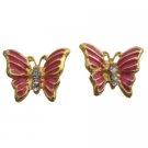 Hot Pink Butterfly Golden Beautiful Cute Gift Earrings