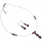 Prom Jewelry Amethyst Swarovksi Crystals Necklace Earrings