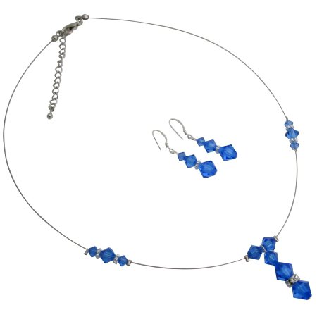 Pretty For Prom Accessories Prom Dress Sapphire Crystals Necklace Set
