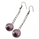 Elegant Rose Chain Style Single Pearls Earrings