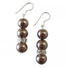 Prom Earrings Junior Bridesmaid Jewelry Brown Pearls