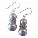 Sparkling Like Diamond Silver Rondells Lavender Pearls Earrings