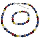 Multicolor Faceted Beads Necklace And Bracelet Birthday Return Gift