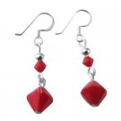 Celebrity Coral Red Swarovski Crystals Earrings
