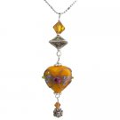 Wire Wrapped Heart Penant w/ Topaz Crystals Dangling Crystals Necklace