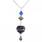 Wedding Cake Heart Penant Dangling w/ Swarovski Crystals Necklace