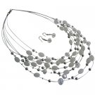 Elegant Beautiful Wedding White Oval Beads Multi Strand Necklace Set