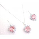 Girls Jewelry Rose Heart Pendant Earrings Set