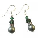 Party Favors Earrings in Subtle Green Swarovski Pearls Crystals