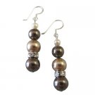 New Trio Color Ivory Bronze Brown Wedding Earrings