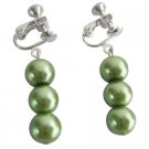 Drop Pearls Earrings Clip On Earrings In Green Pearls
