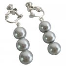 Cheap Stylish Jewelry Clip On Earrings Silver Gray Pearls