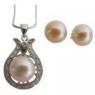 Perfect Bridal Party Teardrop Freshwater Peach Pearls Necklace Set