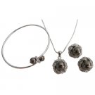 Chocolate Brown Pendant Necklace Stud Earrings & Bracelet