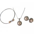 Peach Pearls Bridesmaid Jewelry Gift Necklace Earrings Bracelet