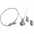 Blue Pearls Jewelry Diamante Jewelry Set With Cuff Bracelet