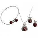 Attractive Bridesmaid Jewelry Set With Bracelet In Bordeaux Pearls