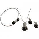 Dark Brown Pearls Gorgeous Unique Jewelry Set With Bracelet